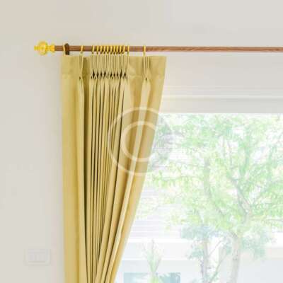 Chenille Golden Lined Pencil Pleat Curtains